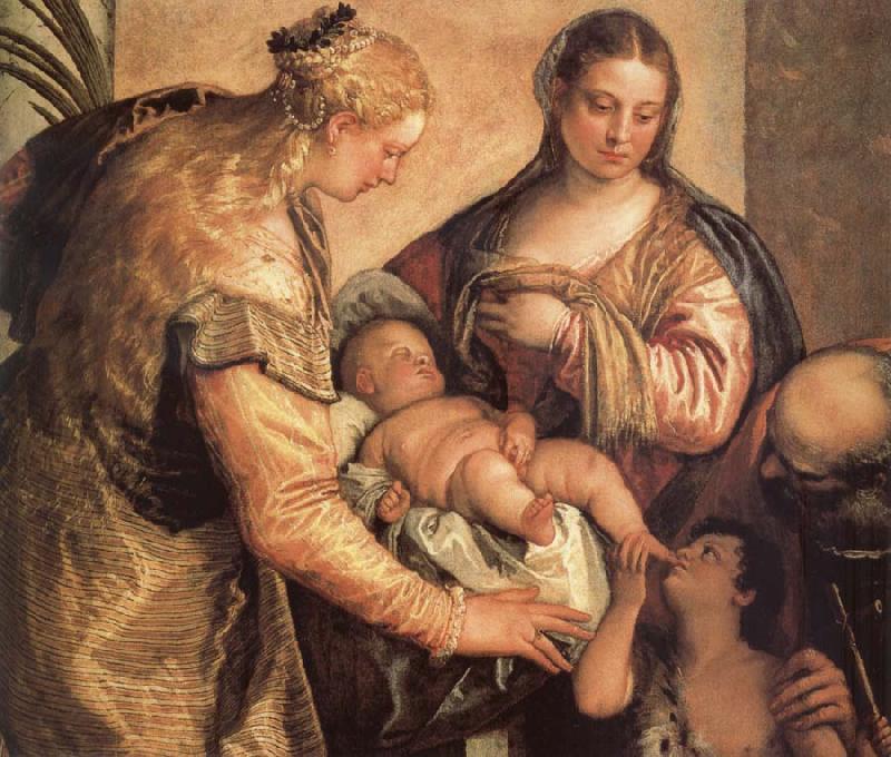 Paolo Veronese The Sacred one Famililia with Holy Barbara and the young one San Juan the Baptist one oil painting picture